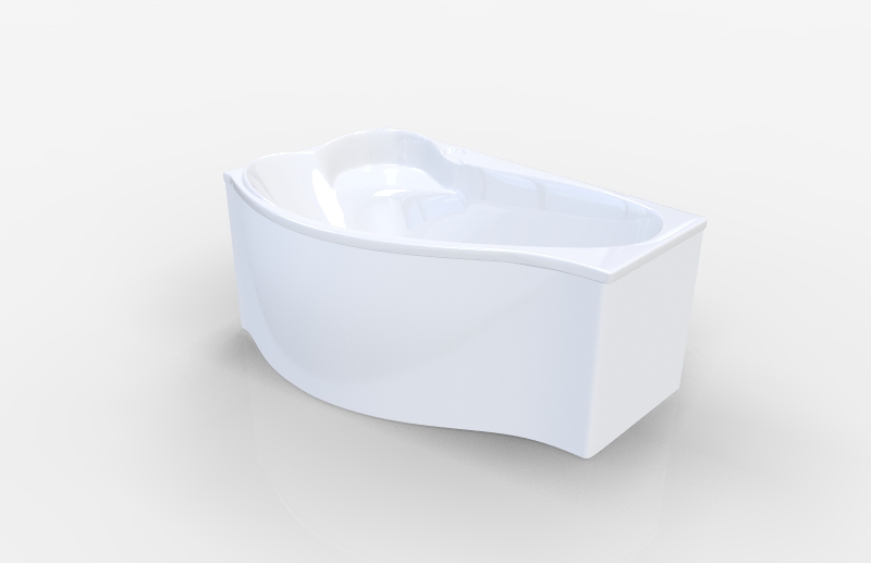 Акриловая ванна MarkaOne Gracia 170х100 L (комплект) в 3D